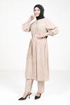 Bej Kuşaklı Alt Üst Tesettür Takım