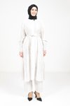 Belted Modest Two-Piece Set - Ecru