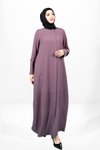 Pintuck Zipped Abaya - Dried Rose