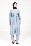 Belted Modest Two-Piece Set - Blue