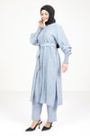 Mavi Kuşaklı İkili Tesettür Takım
