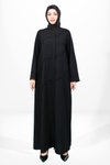 Front Bead-Embroidered Zippered Abaya - Black