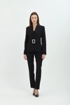 Siyah Blazer Kemer Detaylı Takım