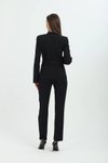 Siyah Blazer Kemer Detaylı Takım
