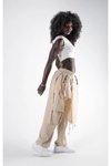 Bej Samuray Model Etekli Pantolon