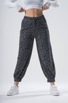 Füme Etnik Desenli Bol Jogger Spor Pantolon