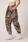 Kahverengi Jakar Desenli Spor Şalvar Pantolon