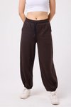 Kahverengi Sokak Tarzı Baggy Paçası Lastikli Pantolon