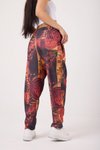 Kırmızı Baskılı Spor Baget Pantolon