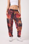 Kırmızı Baskılı Spor Baget Pantolon