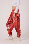 Kırmızı Baskılı Spor Şalvar Pantolon