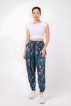 Shalwar Printed Crinkle Pants - Navy