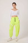 Harem Printed Crinkle Pants - Neon Yellow