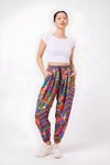 Sporty Harem Printed Crinkled Pants - Pink