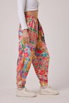 Renkli Baskılı Bürümcük Spor Şalvar Pantolon