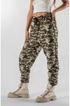 Renkli Kamuflaj Desenli Jogger Paçası Lastikli Pantolon
