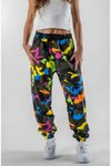 Renkli Kamuflaj Jogger Paçası Lastiklili Pantolon