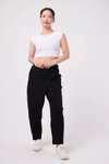Siyah Baggy Sokak Tarzı Kuşaklı Pantolon