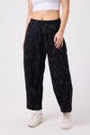 Siyah Baggy Sokak Tarzı Paça Detaylı Pantolon