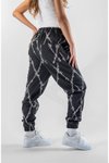 Siyah Dijital Baskılı Jogger Paçası Lastikli Pantolon