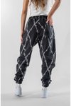 Siyah Dijital Baskılı Jogger Paçası Lastikli Pantolon