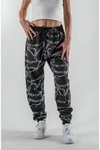 Siyah Dijital Baskılı Zincir Desenli Jogger Pantolon