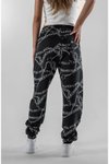 Siyah Dijital Baskılı Zincir Desenli Jogger Pantolon