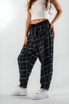 Siyah Ekose Jakar Önden Cepli Pantolon