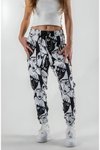 Siyah Jakar Desenli Jogger Paçası Lastikli Pantolon