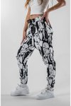 Siyah Jakar Desenli Jogger Paçası Lastikli Pantolon