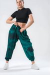 Harem Batik Elastic-Waist Pants - Green
