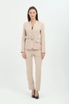 Bej Blazer Kemer Detaylı Takım