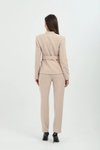 Bej Blazer Kemer Detaylı Takım