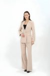 Bej Büyük Beden Klasik ve Modern Blazer Takım