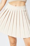 Bej Çizgili Mini Pliseli Etek