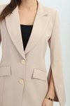 Bej Gold Düğme Detaylı Blazer İkili Takım