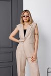 Bej Yelekli Elbise Takım