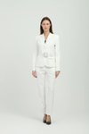 Beyaz Blazer Kemer Detaylı Takım