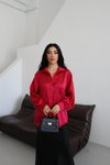 Bordo Düz Klasik Saten Yakalı Gömlek