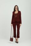 Bordo İkili Gold Düğmeli Takım