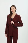 Bordo Kruvaze Bel Bağlamalı Ceket