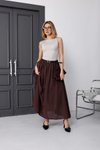 Bordo Uzun Kemerli İç Astarlı Vual Keten Etek