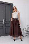 Bordo Uzun Kemerli İç Astarlı Vual Keten Etek