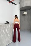Bordo Yüksek Bel Geniş Paça Pantolon