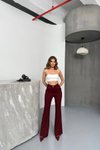 Bordo Yüksek Bel Geniş Paça Pantolon