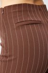 Kahverengi Çizgili Bol Paça Kumaş Pantolon