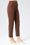 Kahverenk Çizgili Yüksek Bel Bilek Boy Pantolon