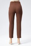 Kahverenk Çizgili Yüksek Bel Bilek Boy Pantolon