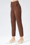 Kahverenk Çizgili Yüksek Bel Bilek Boy Pantolon