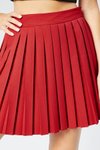 Kırmızı Çizgili Mini Pliseli Etek